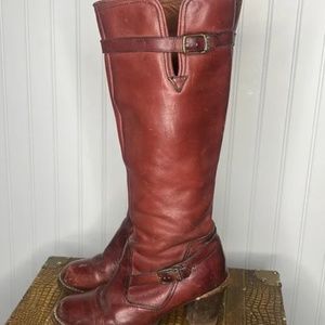 Vintage 70’s Red Zodiac Knee High Leather Boots Size 8